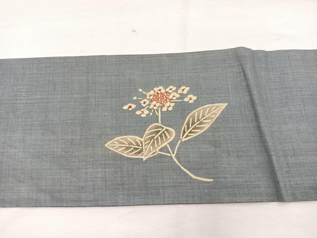 平和屋着物＊夏物　九寸名古屋帯　紫陽花　麻　逸品　BAAX7927hv