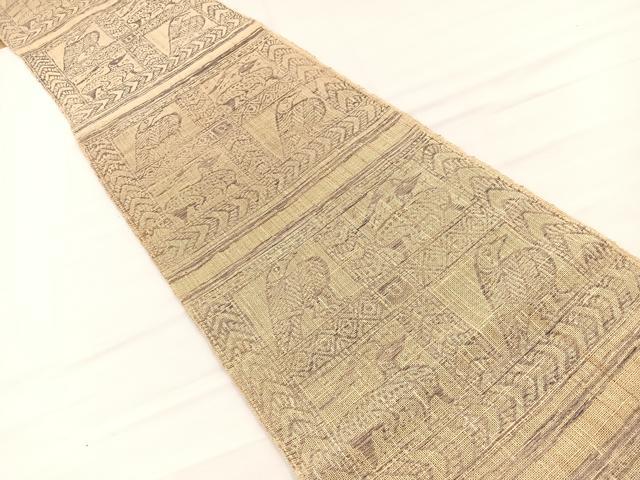 平和屋着物＊夏物　八寸名古屋帯　格子鳥獣文　BAAX7930hv