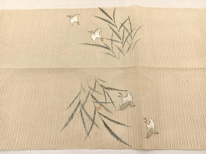 平和屋着物＊夏物　八寸名古屋帯　絽綴れ　作家物　手描き　立波飛鳥文　金銀彩　正絹　逸品　BAAX7931hv
