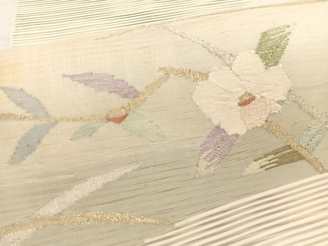 平和屋着物＊夏物　八寸名古屋帯　絽綴れ　椿　金銀糸　正絹　逸品　未使用　BAAX7932hv