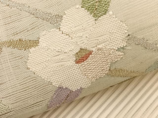 平和屋着物＊夏物　八寸名古屋帯　絽綴れ　椿　金銀糸　正絹　逸品　未使用　BAAX7932hv