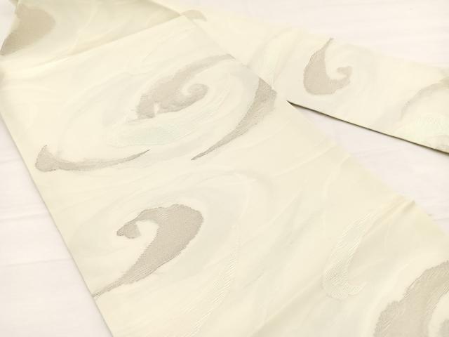 平和屋着物＊夏物　九寸名古屋帯　渦文様　銀糸　正絹　逸品　BAAX7933hv