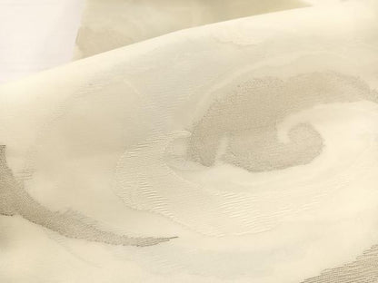 平和屋着物＊夏物　九寸名古屋帯　渦文様　銀糸　正絹　逸品　BAAX7933hv