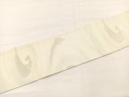平和屋着物＊夏物　九寸名古屋帯　渦文様　銀糸　正絹　逸品　BAAX7933hv