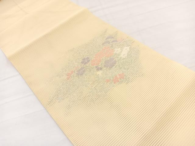 平和屋着物＊夏物　八寸名古屋帯　絽綴れ　秋草文　銀糸　BAAX7934hv