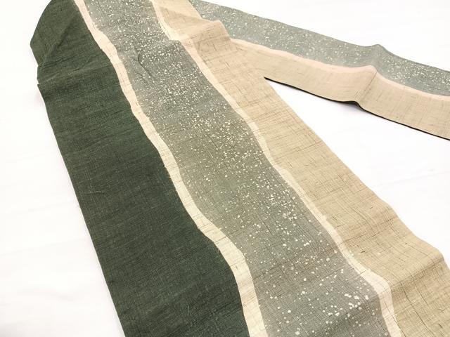 平和屋着物＊夏物　全通柄　九寸名古屋帯　間道　麻　逸品　BAAX7936hv
