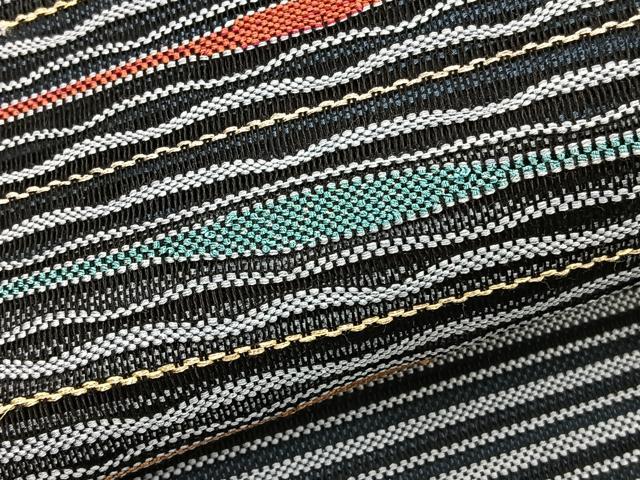 平和屋着物＊夏物　八寸名古屋帯　絽綴れ　横段文　金糸　正絹　逸品　BAAX7937hv