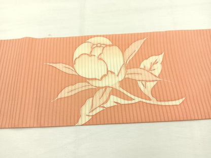 平和屋着物＊夏物　絽塩瀬　九寸名古屋帯　牡丹　正絹　逸品　BAAX7938hv