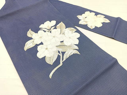 平和屋着物＊夏物　九寸名古屋帯　総駒刺繍　枝花文　銀糸　正絹　逸品　BAAX7939hv
