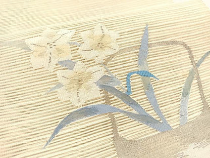 平和屋着物＊夏物　八寸名古屋帯　絽綴れ　花籠文　金銀糸　正絹　逸品　BAAX7940hv