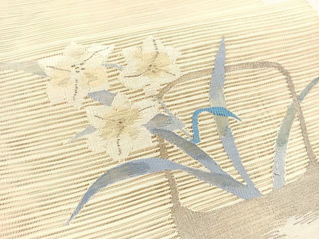 平和屋着物＊夏物　八寸名古屋帯　絽綴れ　花籠文　金銀糸　正絹　逸品　BAAX7940hv