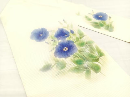 平和屋着物＊夏物　絽塩瀬　九寸名古屋帯　作家物　草花文　金彩　正絹　逸品　BAAX7942hv