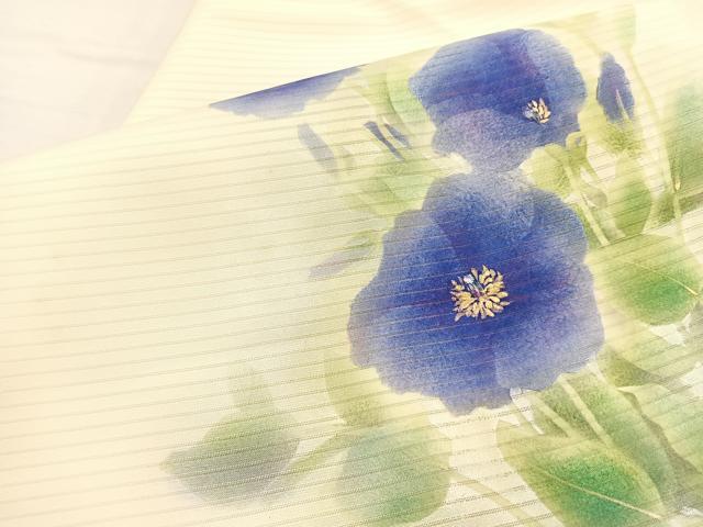 平和屋着物＊夏物　絽塩瀬　九寸名古屋帯　作家物　草花文　金彩　正絹　逸品　BAAX7942hv