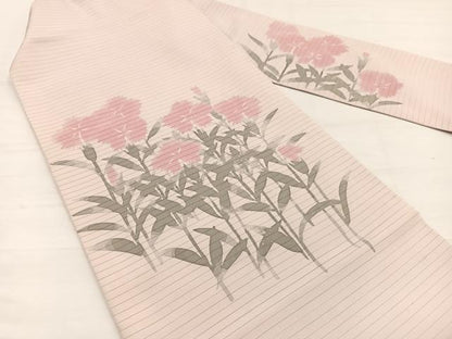 平和屋着物＊夏物　絽塩瀬　九寸名古屋帯　草花文　ろうけつ染め　正絹　逸品　BAAX7944hv