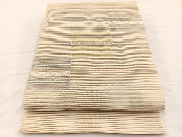 平和屋着物＊夏物　八寸名古屋帯　絽綴れ　横段文　金銀糸　正絹　逸品　BAAX7947hv