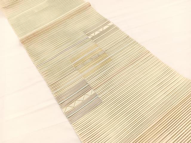 平和屋着物＊夏物　八寸名古屋帯　絽綴れ　横段文　金銀糸　正絹　逸品　BAAX7947hv