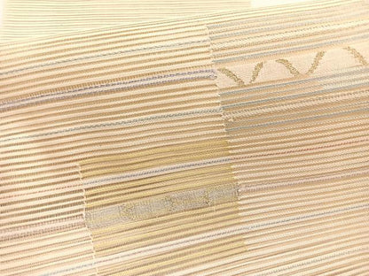 平和屋着物＊夏物　八寸名古屋帯　絽綴れ　横段文　金銀糸　正絹　逸品　BAAX7947hv