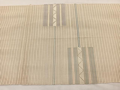 平和屋着物＊夏物　八寸名古屋帯　絽綴れ　横段文　金銀糸　正絹　逸品　BAAX7947hv