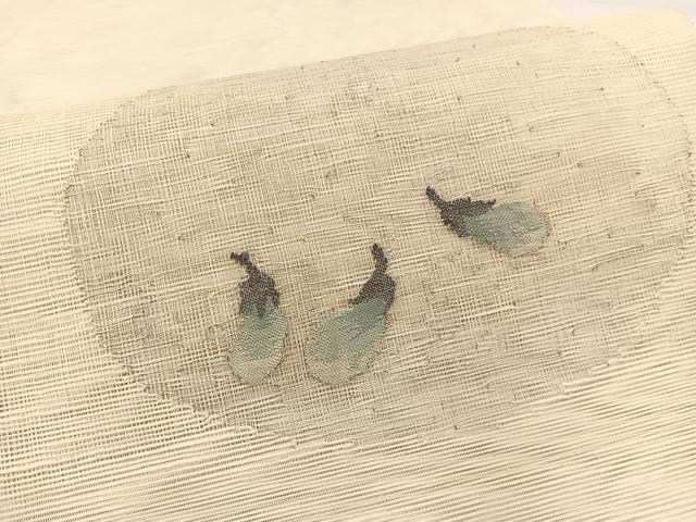 平和屋着物＊夏物　八寸名古屋帯　すくい織　成り物　茄子　銀糸　正絹　逸品　BAAX7949hv