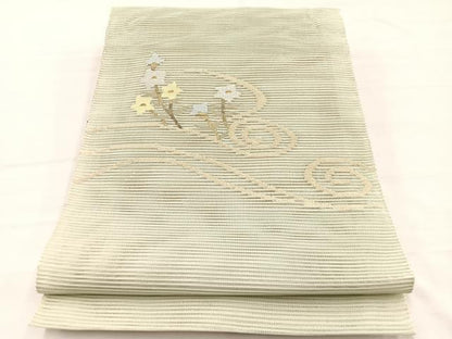 平和屋着物＊夏物　八寸名古屋帯　絽綴れ　流水花文　金銀糸　正絹　逸品　BAAX7951hv