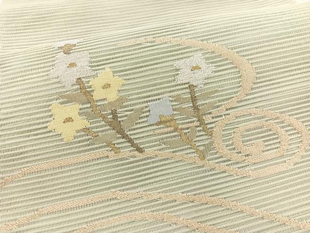 平和屋着物＊夏物　八寸名古屋帯　絽綴れ　流水花文　金銀糸　正絹　逸品　BAAX7951hv