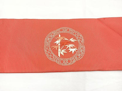 平和屋着物＊夏物　九寸名古屋帯　総刺繍　花絵皿文　正絹　逸品　BAAX7955hv