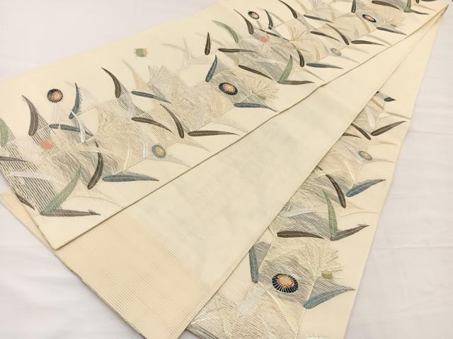 平和屋着物＊夏物　六通柄袋帯　唐織　番傘草葉文　金銀糸　正絹　逸品　BAAX7956hv
