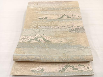 平和屋着物＊夏物　六通柄袋帯　唐織　薫風　草花文　金銀糸　正絹　逸品　BAAX7959hv