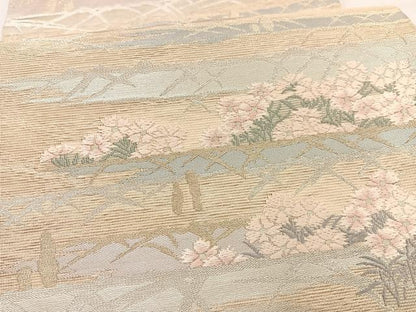 平和屋着物＊夏物　六通柄袋帯　唐織　薫風　草花文　金銀糸　正絹　逸品　BAAX7959hv