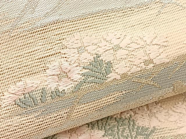 平和屋着物＊夏物　六通柄袋帯　唐織　薫風　草花文　金銀糸　正絹　逸品　BAAX7959hv