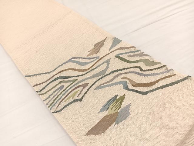 平和屋着物＊夏物　太鼓柄袋帯　すくい織　抽象文様　正絹　逸品　BAAX7963hv