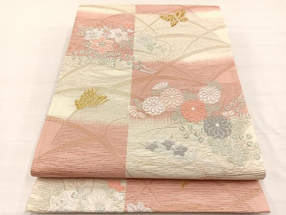 平和屋着物＊夏物　六通柄袋帯　唐織　花蝶文　金銀糸　正絹　逸品　未使用　BAAX7965hv