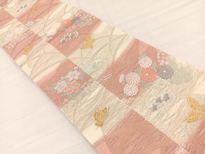平和屋着物＊夏物　六通柄袋帯　唐織　花蝶文　金銀糸　正絹　逸品　未使用　BAAX7965hv