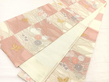 平和屋着物＊夏物　六通柄袋帯　唐織　花蝶文　金銀糸　正絹　逸品　未使用　BAAX7965hv
