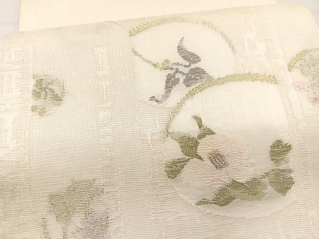 平和屋着物＊夏物　太鼓柄袋帯　草花文　金糸　正絹　逸品　BAAX7966hv