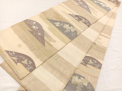 平和屋着物＊夏物　六通柄袋帯　遠山葡萄花文　金銀糸　正絹　逸品　BAAX7970hv