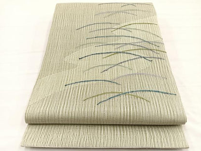 平和屋着物＊夏物　両面　太鼓柄袋帯　櫛織　芝草文　銀糸　ほていや扱い　正絹　逸品　BAAX7972hv