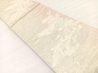 平和屋着物＊夏物　六通柄袋帯　花のたより　銀糸　正絹　逸品　BAAX7975hv