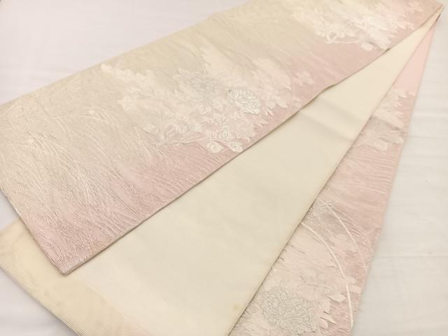 平和屋着物＊夏物　六通柄袋帯　花のたより　銀糸　正絹　逸品　BAAX7975hv