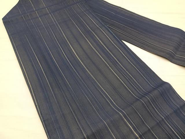 平和屋着物＊夏物　全通柄　九寸名古屋帯　間道　青褐色正絹　逸品　BAAX7977hv