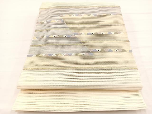 平和屋着物＊夏物　八寸名古屋帯　絽綴れ　横段文　金銀糸　正絹　逸品　BAAX7981hv