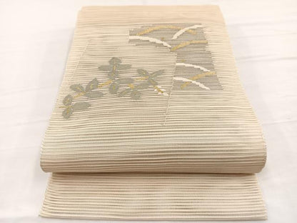 平和屋着物＊夏物　八寸名古屋帯　絽綴れ　草花文　金糸　正絹　逸品　BAAX7982hv