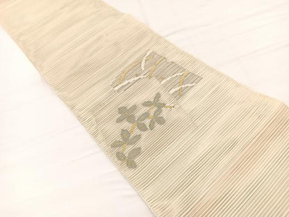 平和屋着物＊夏物　八寸名古屋帯　絽綴れ　草花文　金糸　正絹　逸品　BAAX7982hv