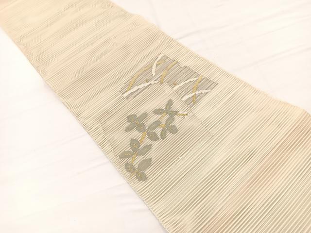 平和屋着物＊夏物　八寸名古屋帯　絽綴れ　草花文　金糸　正絹　逸品　BAAX7982hv