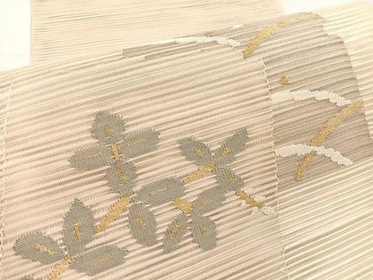 平和屋着物＊夏物　八寸名古屋帯　絽綴れ　草花文　金糸　正絹　逸品　BAAX7982hv