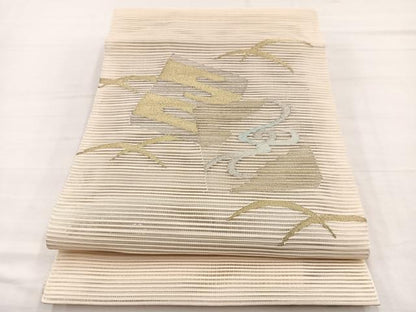 平和屋着物＊夏物　八寸名古屋帯　絽綴れ　色紙流水文　金銀糸　正絹　逸品　BAAX7983hv