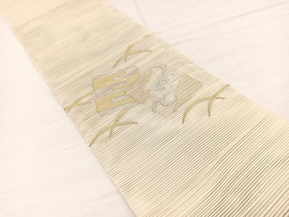 平和屋着物＊夏物　八寸名古屋帯　絽綴れ　色紙流水文　金銀糸　正絹　逸品　BAAX7983hv