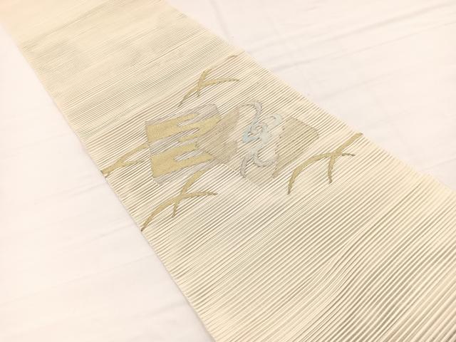平和屋着物＊夏物　八寸名古屋帯　絽綴れ　色紙流水文　金銀糸　正絹　逸品　BAAX7983hv