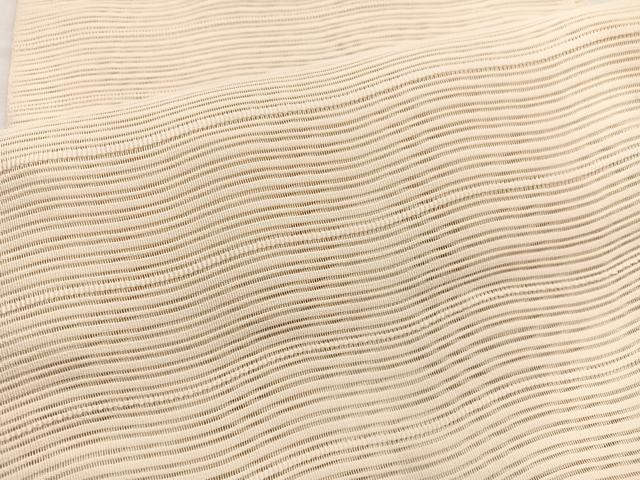 平和屋着物＊夏物　八寸名古屋帯　絽綴れ　波文様　鳥の子色　正絹　逸品　BAAX7985hv