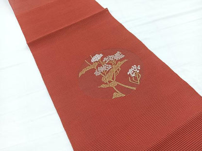 平和屋着物＊夏物　八寸名古屋帯　絽綴れ　竹屋町刺繍　花丸文　金糸　正絹　逸品　BAAX7987hv
